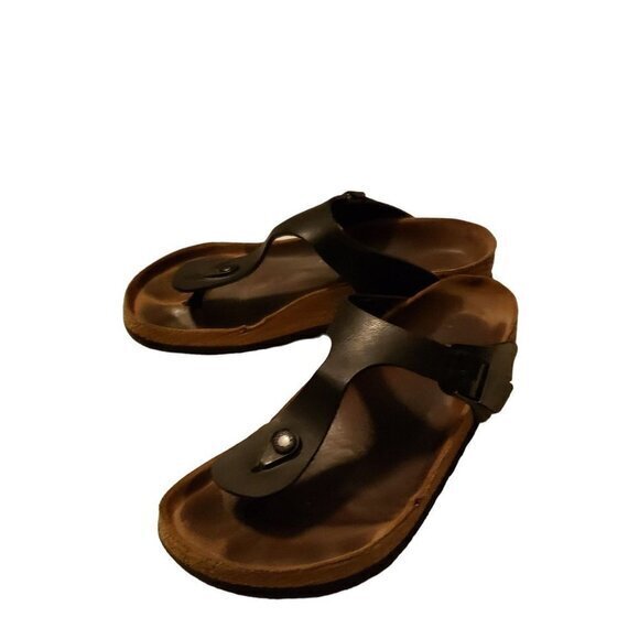 Birkenstock Gizeh Birko Flor Black T-Strap Sandals Shoes Size 39 8-8.5 - Picture 5 of 16